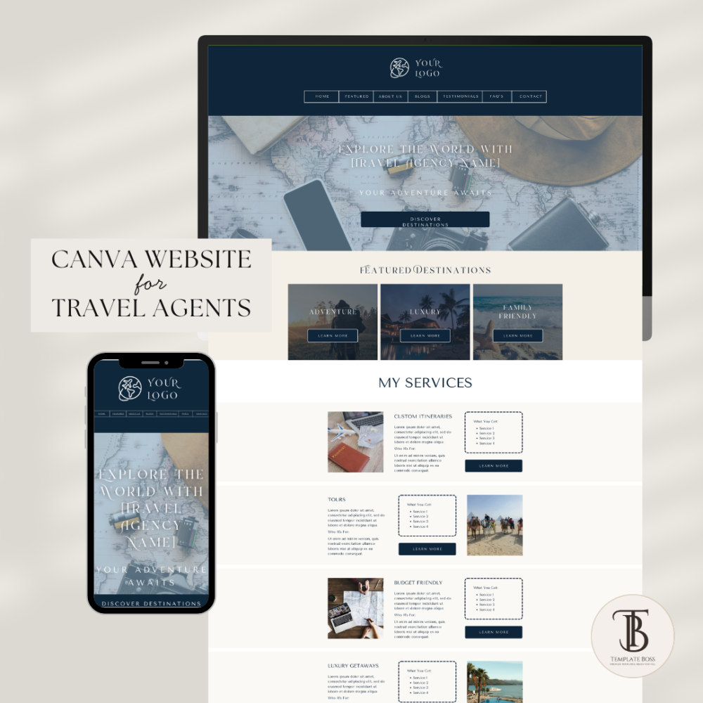 Travel Agent Canva Website Template