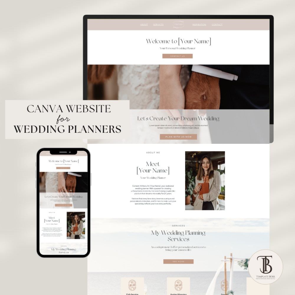 Wedding Planner Canva Website Template