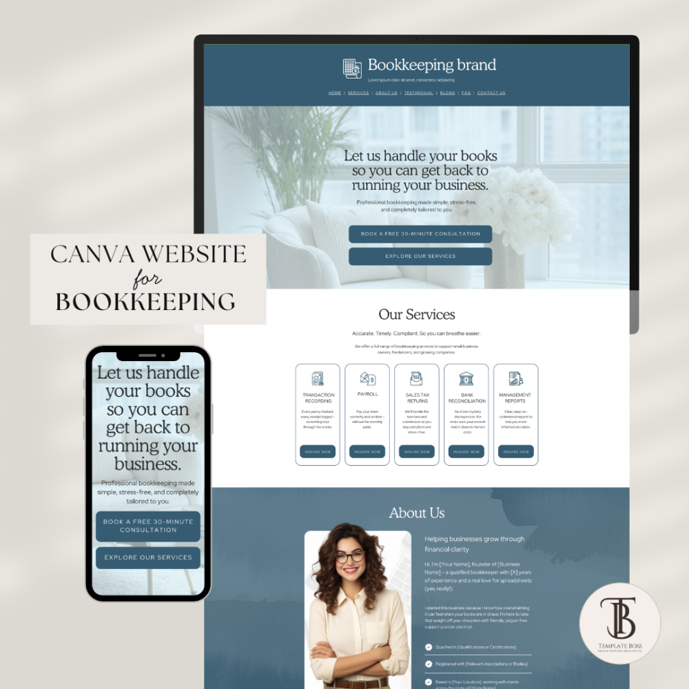 Bookkeeping Canva Website Template