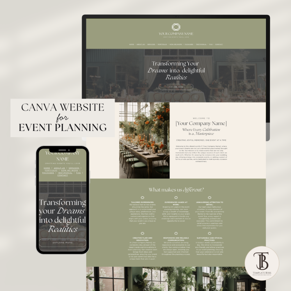 Event Planning Canva Website Template