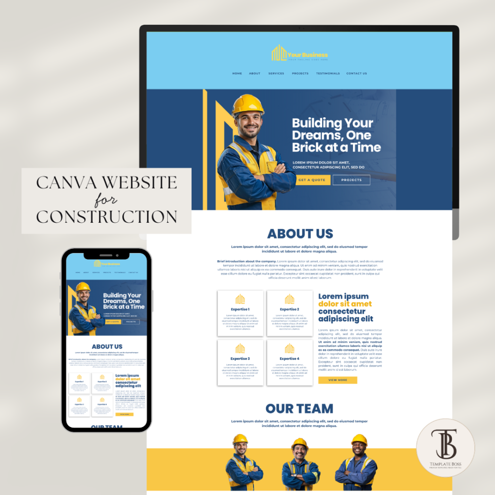 Construction Canva Website Template